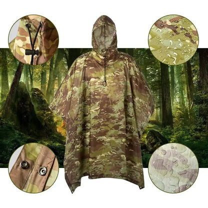 Versatile Outdoor Camouflage Raincoat