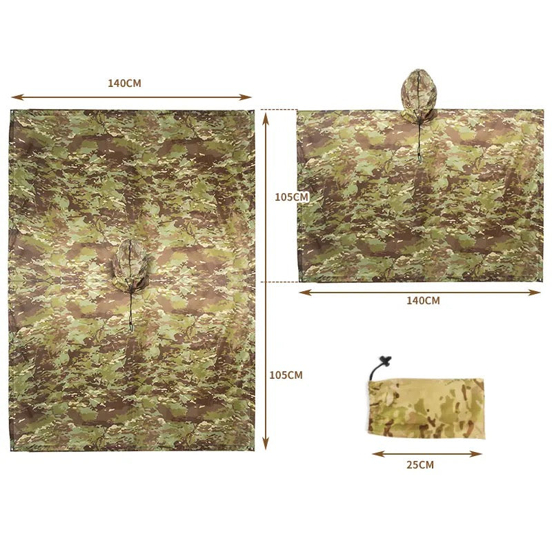 Versatile Outdoor Camouflage Raincoat