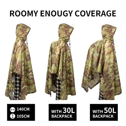 Versatile Outdoor Camouflage Raincoat