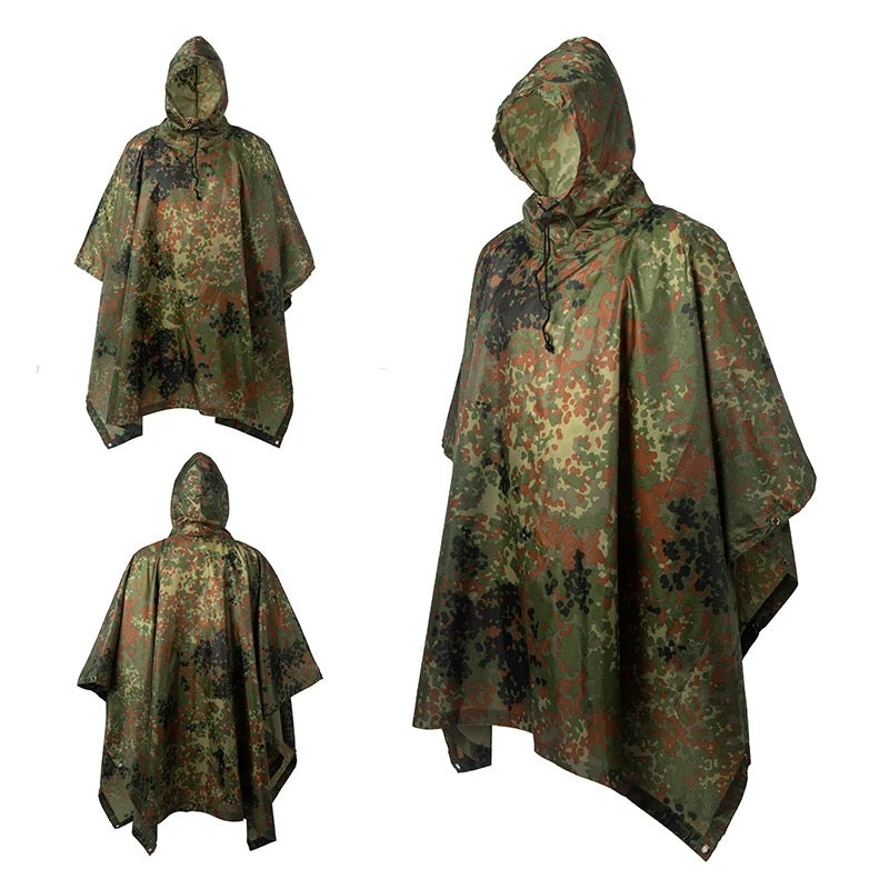 Versatile Outdoor Camouflage Raincoat