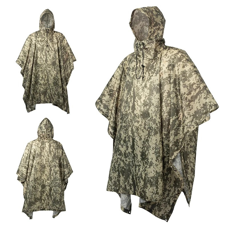 Versatile Outdoor Camouflage Raincoat