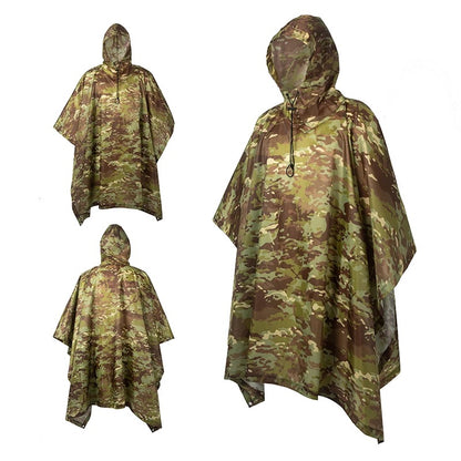 Versatile Outdoor Camouflage Raincoat